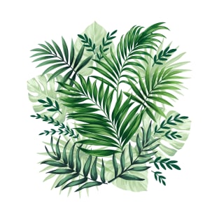 Green Tropical Palm & Monstera Leaves T-Shirt