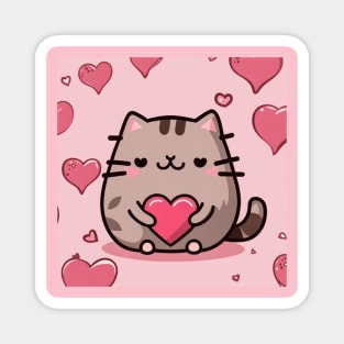 Pu-sheen Valentine cat Magnet