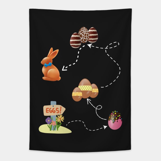 Chocolate easter egg hunter chocolate egg hunting squad chocolate fan Tapestry by Artstastic