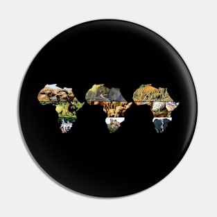 African Wildlife Continent Collage Trio Pin