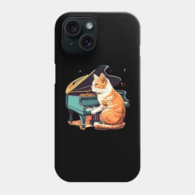 Cute Funny Cat Playing Piano - Musician Cat Lover Phone Case by Karin Wright