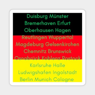 German Flag with Cities II Magnet