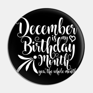 December Birthday Design (White) Pin