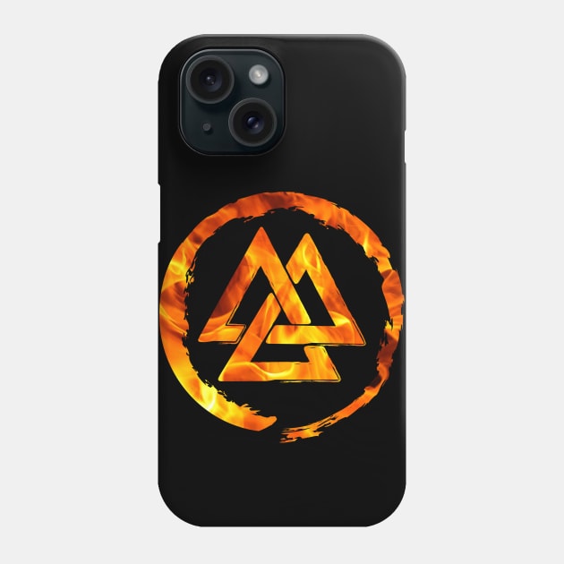 Viking Valknut Symbol Fire Phone Case by Scar