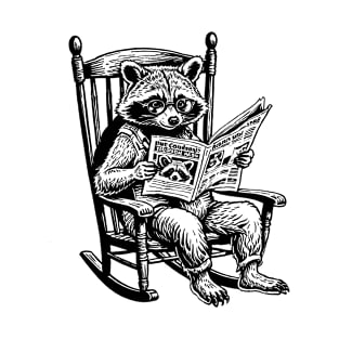 Racoon Reading Newspaper T-Shirt