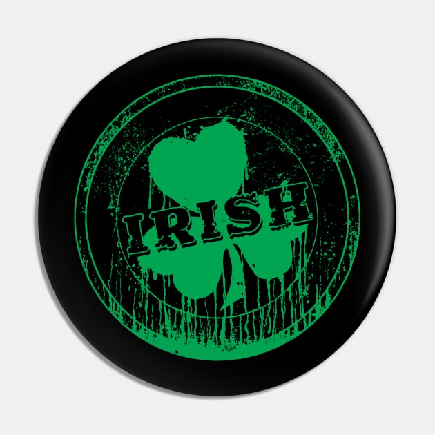 Irish Shamrock St. Patricks Day Round Logo Pin by Mudge