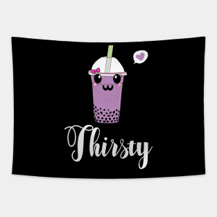 Thirsty Kawaii Bubble Tea Love Tapestry