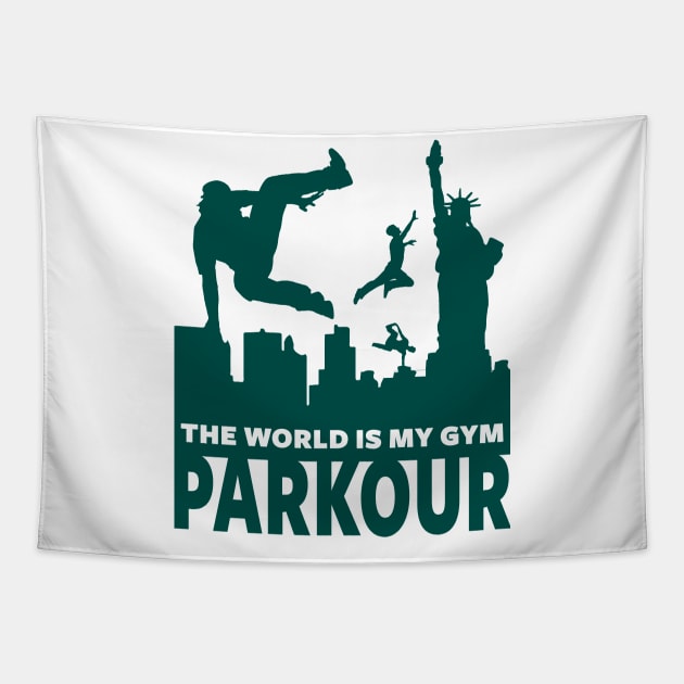 PARKOUR - FREERUNNING - TRACEUR Tapestry by Tshirt Samurai