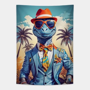 Cool Tropical Dinosaur AI Art Tapestry