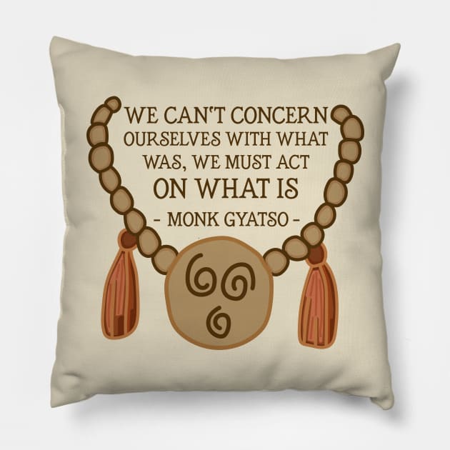 Monk Gyatso's Wisdom (Dark) Pillow by Graograman