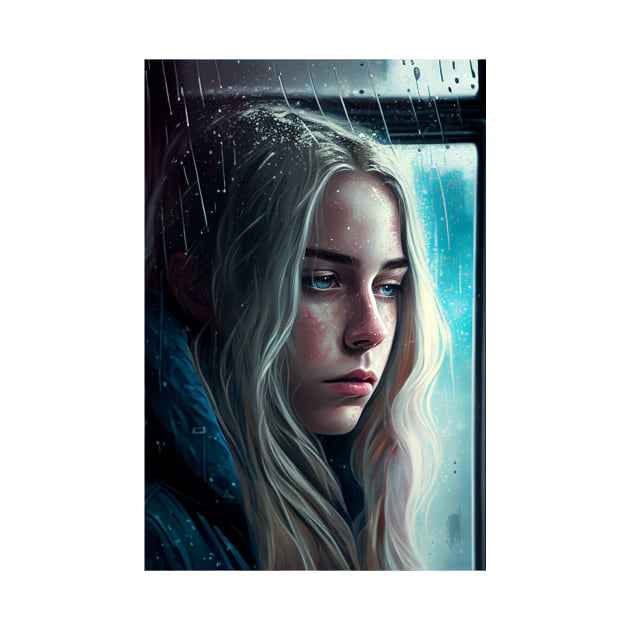 Sad Blonde Girl Against A Window by TortillaChief
