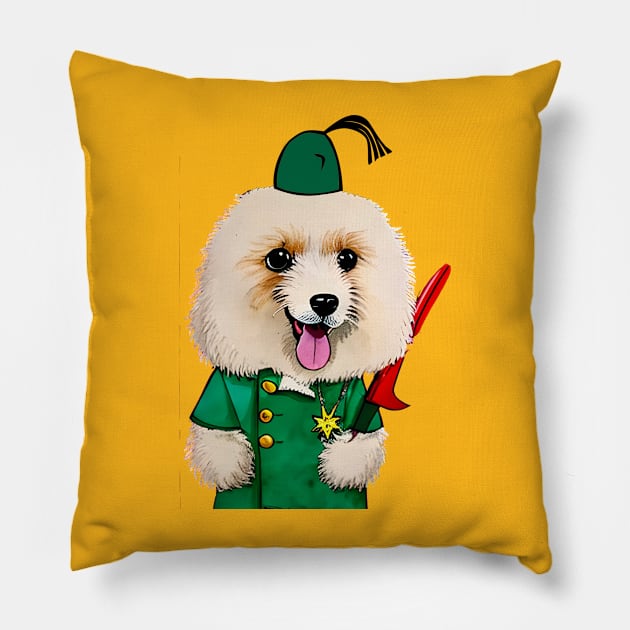 Dog with Knife Pillow by Cheeky BB