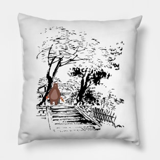 Hungry bear under the tree Pillow