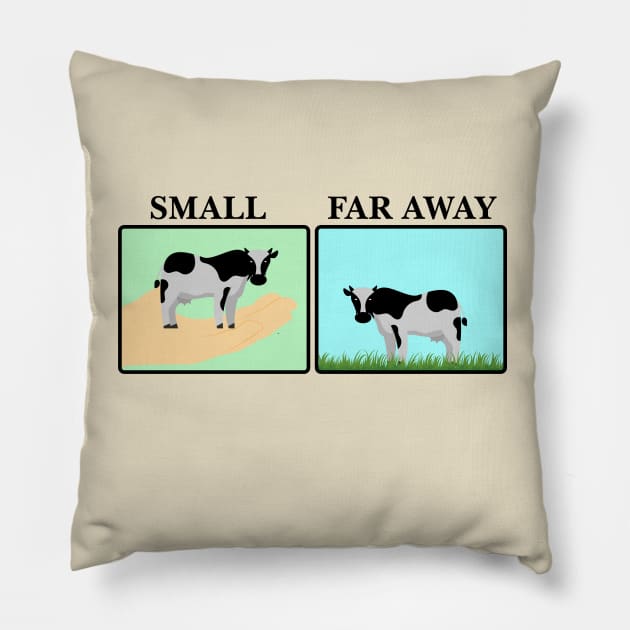 Small and Far Away Cows Pillow by Meta Cortex