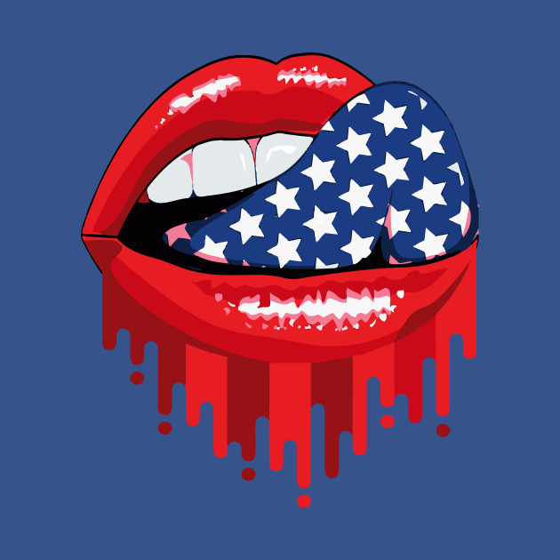 American Flag Lips - American Woman - T-Shirt