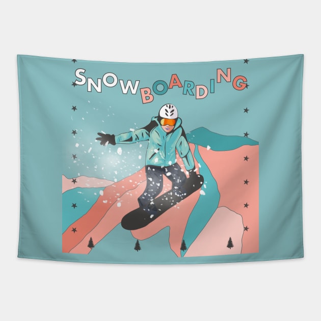 Snowboarding Tapestry by Mimie20