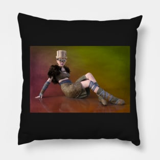 Steam punk woman posing Pillow