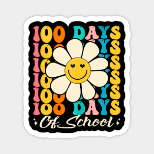 Groovy Happy 100Th Day Of School Smile Face Flower Kid Magnet