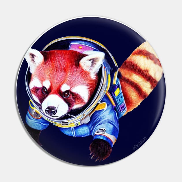 Red Panda Space Man Pencil drawing Pin by Pickledjo