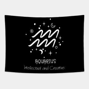 Aquarius Personality White Text Tapestry