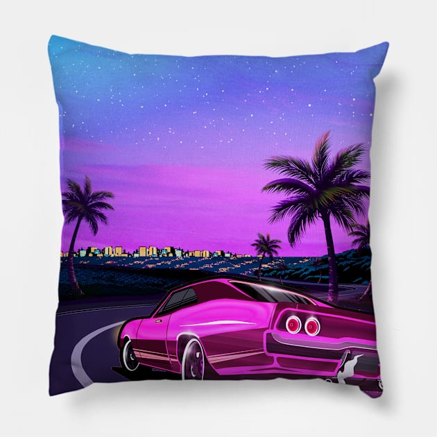 Outrun The Night Pillow by Artful Vista