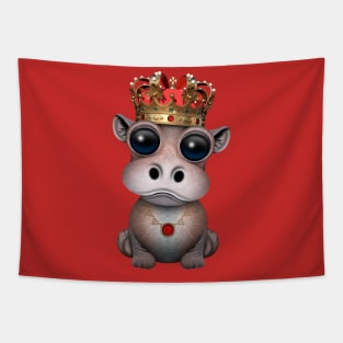 Cute Royal Hippo Wearing Crown Tapestry