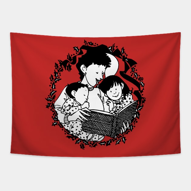 Christmas Eve Mother & Kids Tapestry by holidaystore