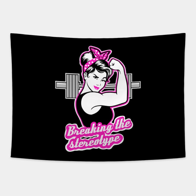 Barbell Girl, girls who lift, fitness girl Tapestry by TimAddisonArt