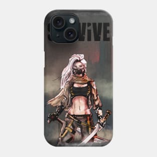 Apocalypse Girl gas mask  with katana sword and machete : Survive quote t-shirt Phone Case