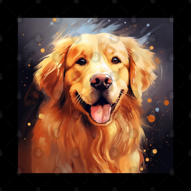 Golden Retriever Energy Watercolor Puppy Eyes for Dog Lovers by Elysian Alcove