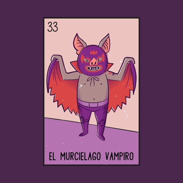 El Murciélago Vampiro // Mexican Luchador Vampire Bat Loteria Card by SLAG_Creative