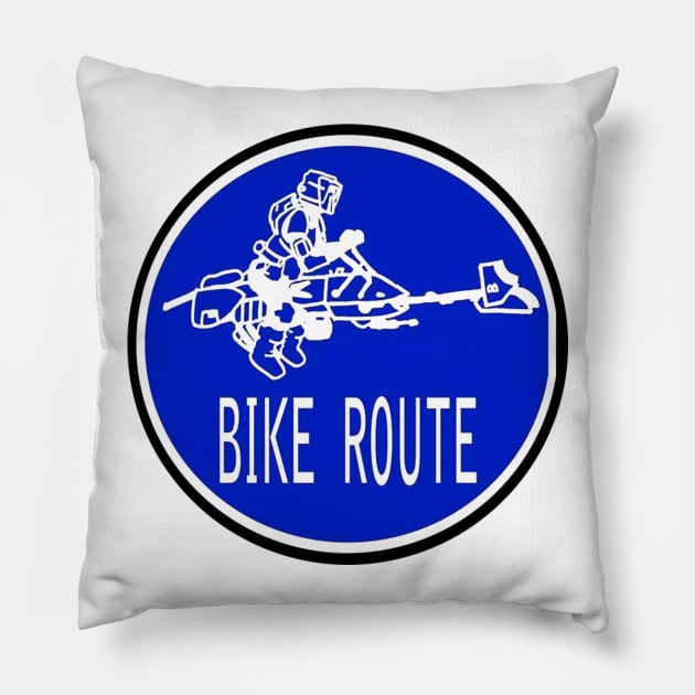 Bike Route Road Sign Pillow by Undeadredneck