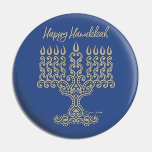 Happy Hanukkah Menorah Pin