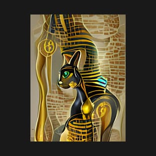 Ancient Egyptian Cat Goddess Bastet AI generated digital artwork T-Shirt