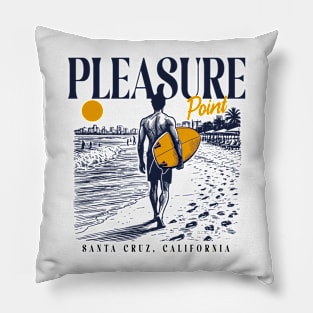 Vintage Surfing Pleasure Point Santa Cruz, California // Retro Surfer Sketch // Surfer's Paradise Pillow