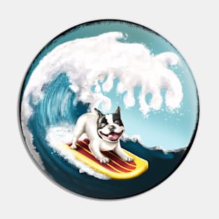 Surfing French Bulldog Pin