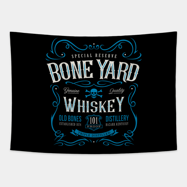 Boneyard Whiskey Label Tapestry by Starquake