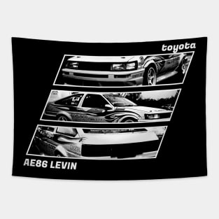 TOYOTA COROLLA AE86 LEVIN D1GP Black 'N White Archive 2 (Black Version) Tapestry