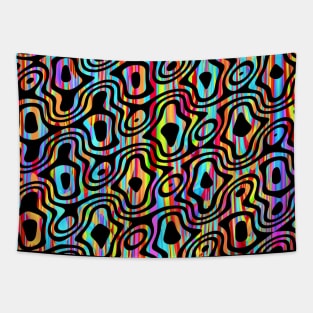 Blue and Red Abstract Aesthetic Ribbon Pattern Tapestry