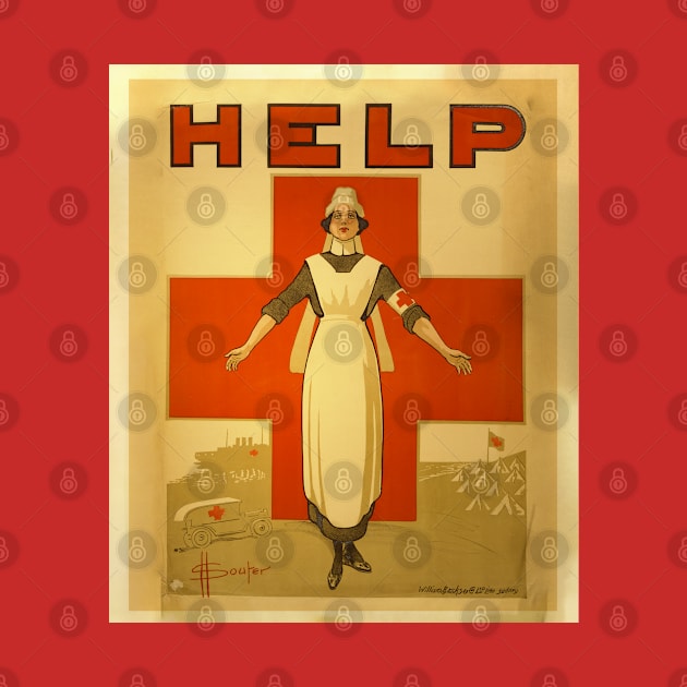 Nurse Help World War Vintage Poster by Mandra