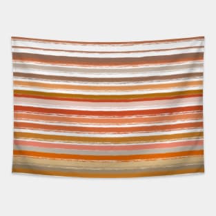 Autumnal earth tones textured stripes Tapestry