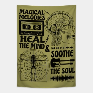 MAGICAL MELODIES Heal The Mind & Soothe The Soul (black print) Tapestry