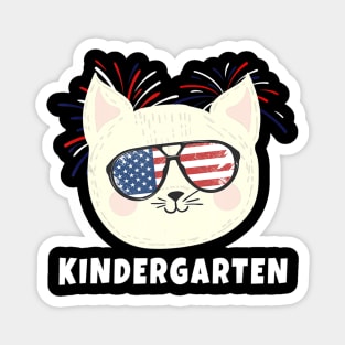 Kindergarten Cat USA Flag T Shirt Funny Back To School Magnet