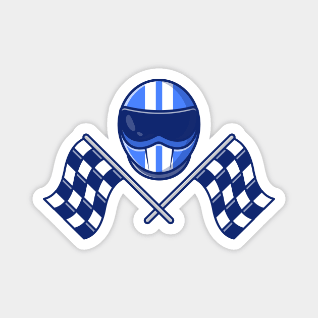 Helmet And Racing Flag Magnet by Catalyst Labs