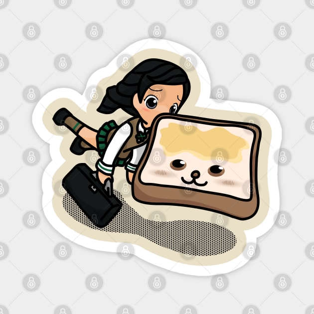 Japanese Schoolgirl Morning Bread Bumping Accident Magnet by sadpanda