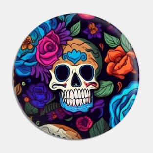 Floral skulls Pin