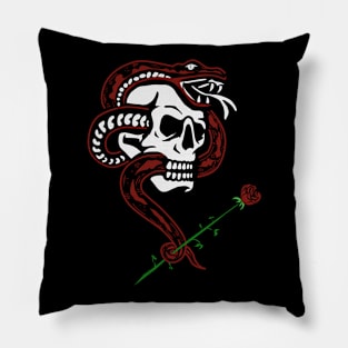 Skull snack red flower Pillow