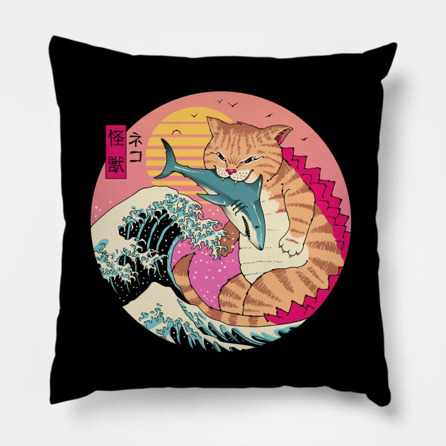 Neko Wave Kaiju Pillow by Vincent Trinidad Art