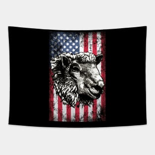 Patriotic Sheep American Flag Tapestry