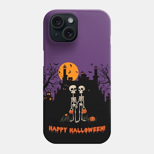 Happy Halloween Skeleton Couple Phone Case by 2HivelysArt